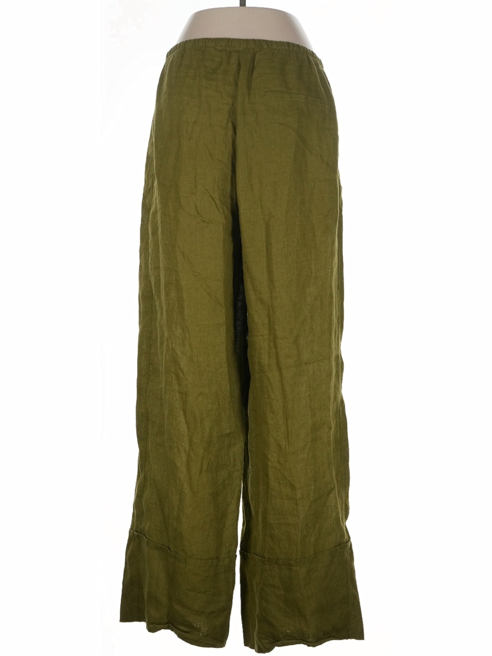 Zara Olive Wide-Leg Linen Pants - Picture 2 of 3